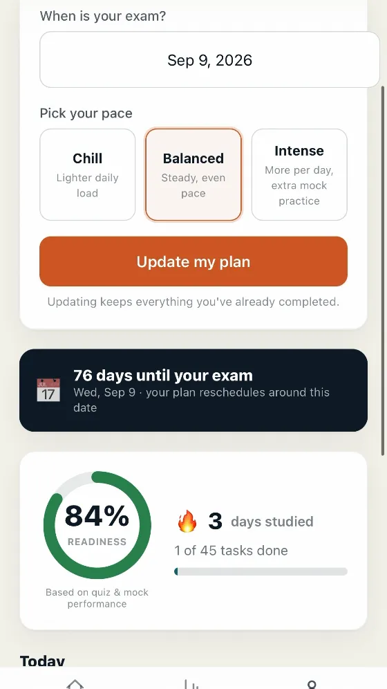 Adaptive study plan